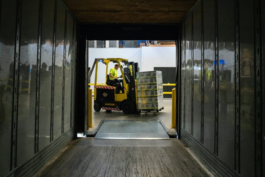 forklift and empty container