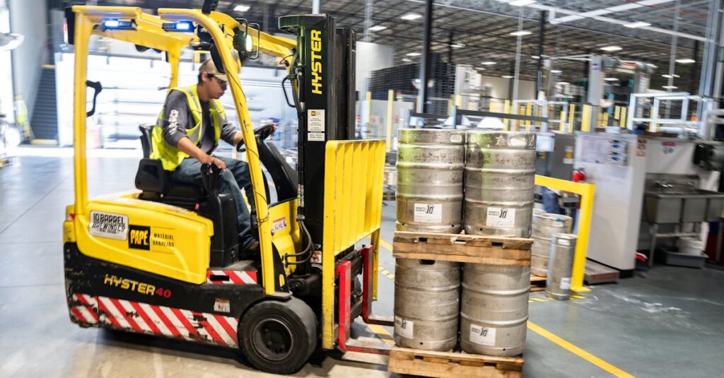 man operating a forklift